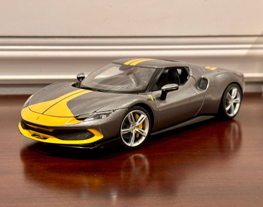 Maisto Ferrari 296 GTB 'Asseto Fiorano' Silver 1/18 Scale Diecast Model Car | New - Product Image