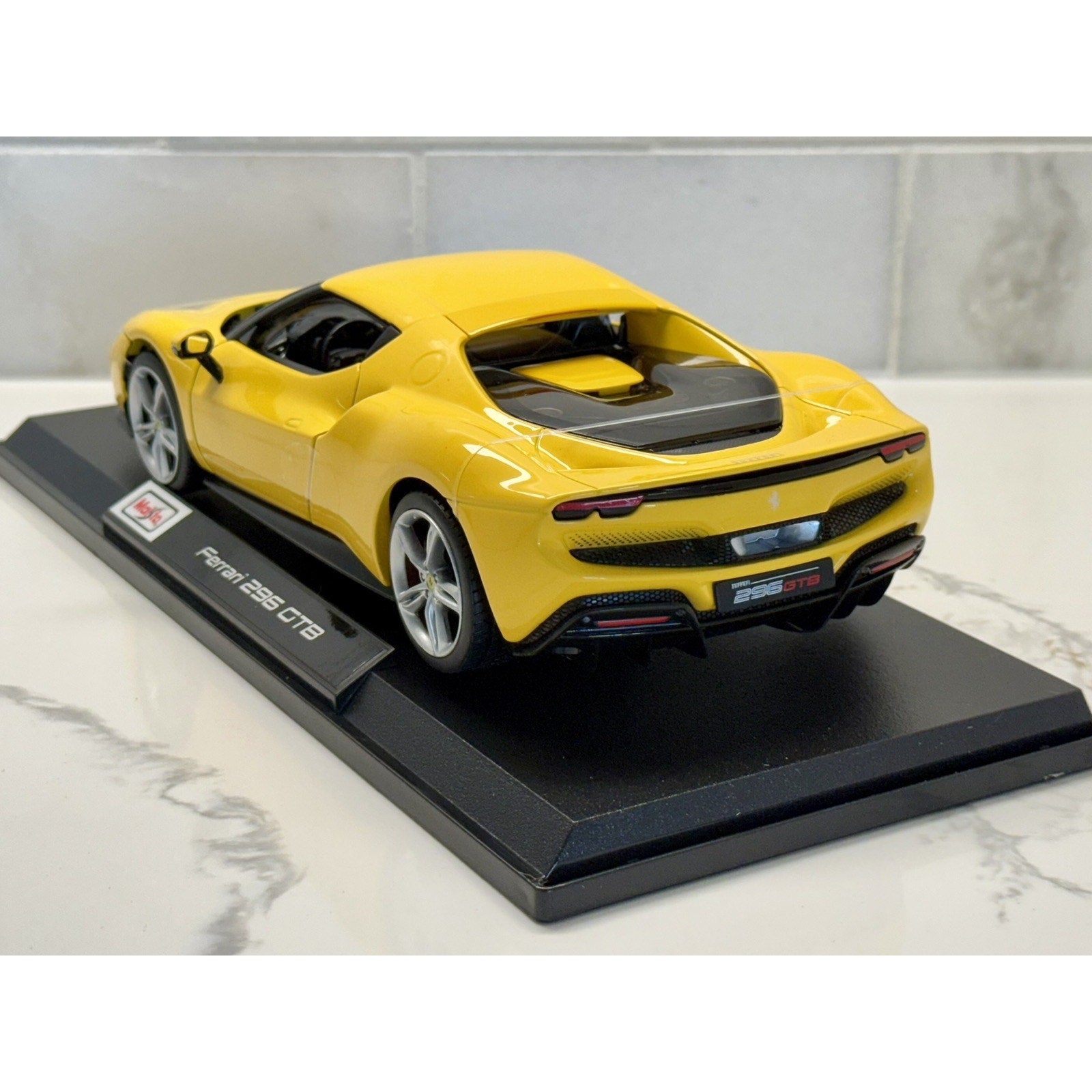 Maisto Ferrari 296 GTB Yellow 1/18 Scale Diecast Model Car | New - Product Image