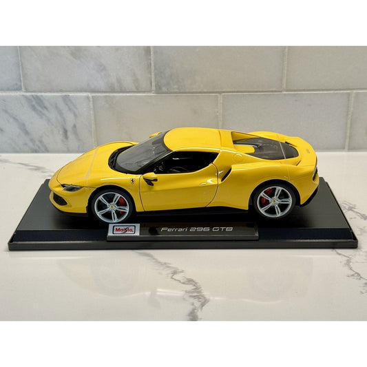 Maisto Ferrari 296 GTB Yellow 1/18 Scale Diecast Model Car | New - Product Image