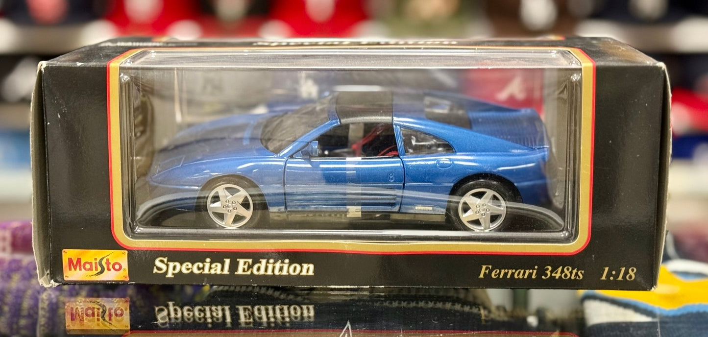 Maisto Ferrari 348TS Metallic Blue 1/18 Scale Diecast Model Car | New - Product Image