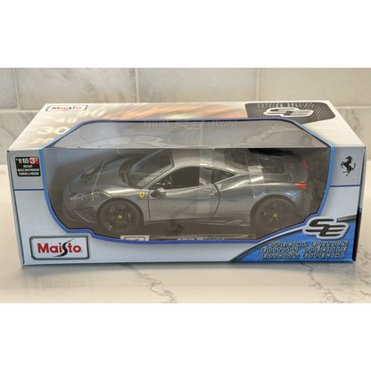 Maisto Ferrari 458 Speciale Titanium Gray 1/18 Scale Diecast Model Car | New - Product Image