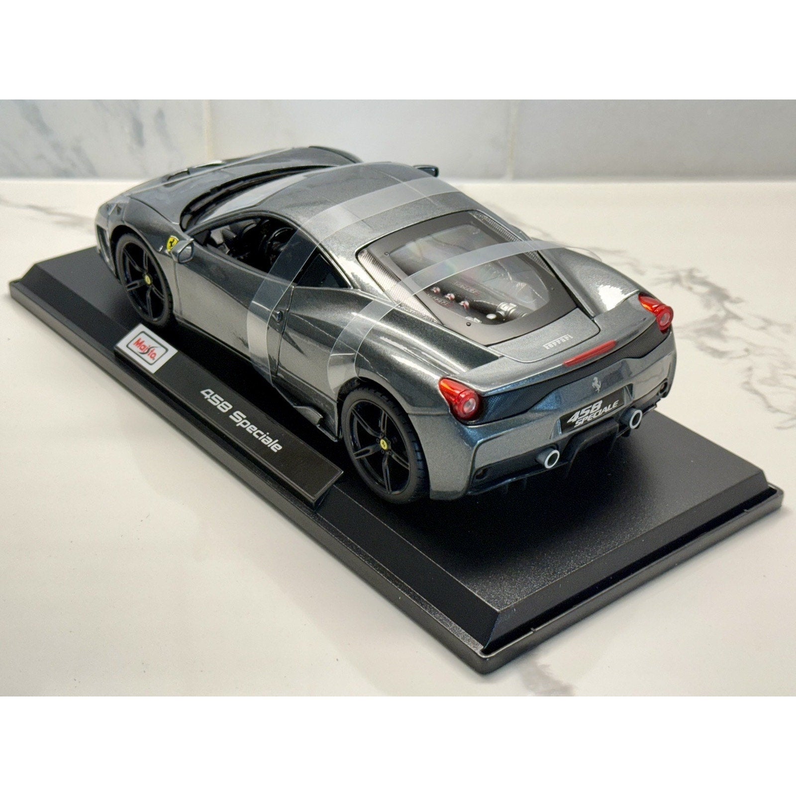 Maisto Ferrari 458 Speciale Titanium Gray 1/18 Scale Diecast Model Car | New - Product Image