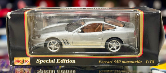 Maisto Ferrari 550 Maranello Gray 1/18 Scale Diecast Model Car | New - Product Image