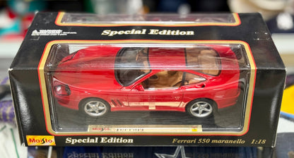 Maisto Ferrari 550 Maranello Red 1/18 Scale Diecast Model Car | New - Product Image