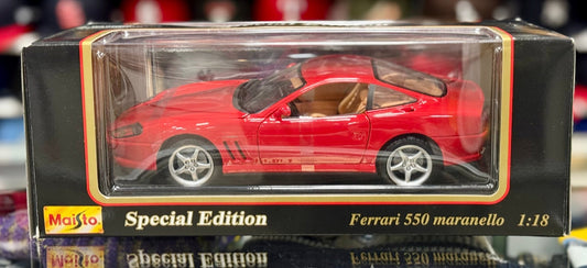 Maisto Ferrari 550 Maranello Red 1/18 Scale Diecast Model Car | New - Product Image