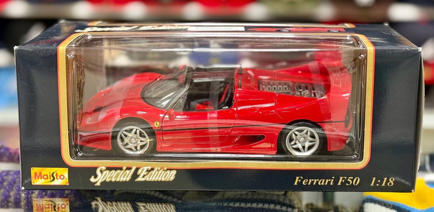 Maisto Ferrari F50 'Open Top' Red 1/18 Scale Diecast Model Car | New - Product Image