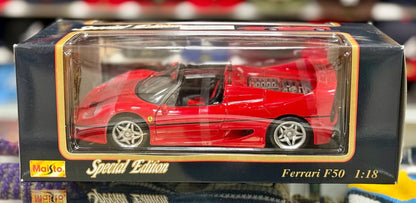 Maisto Ferrari F50 'Open Top' Red 1/18 Scale Diecast Model Car | New - Product Image