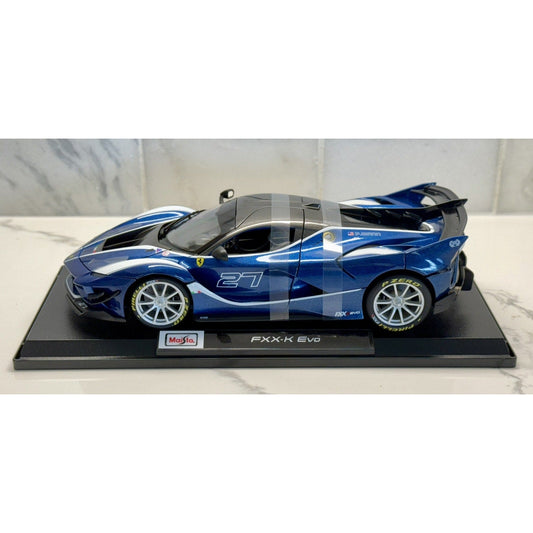 Maisto Ferrari FXXK Evo '#27 Blue P. Mann' Blue 1/18 Scale Diecast Model Car | New - Product Image
