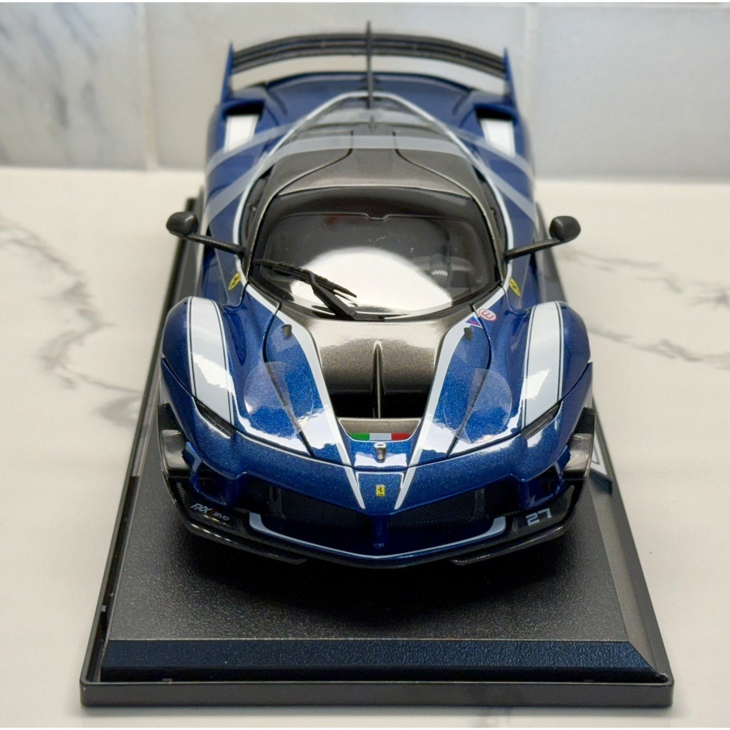 Maisto Ferrari FXXK Evo '#27 Blue P. Mann' Blue 1/18 Scale Diecast Model Car | New - Product Image