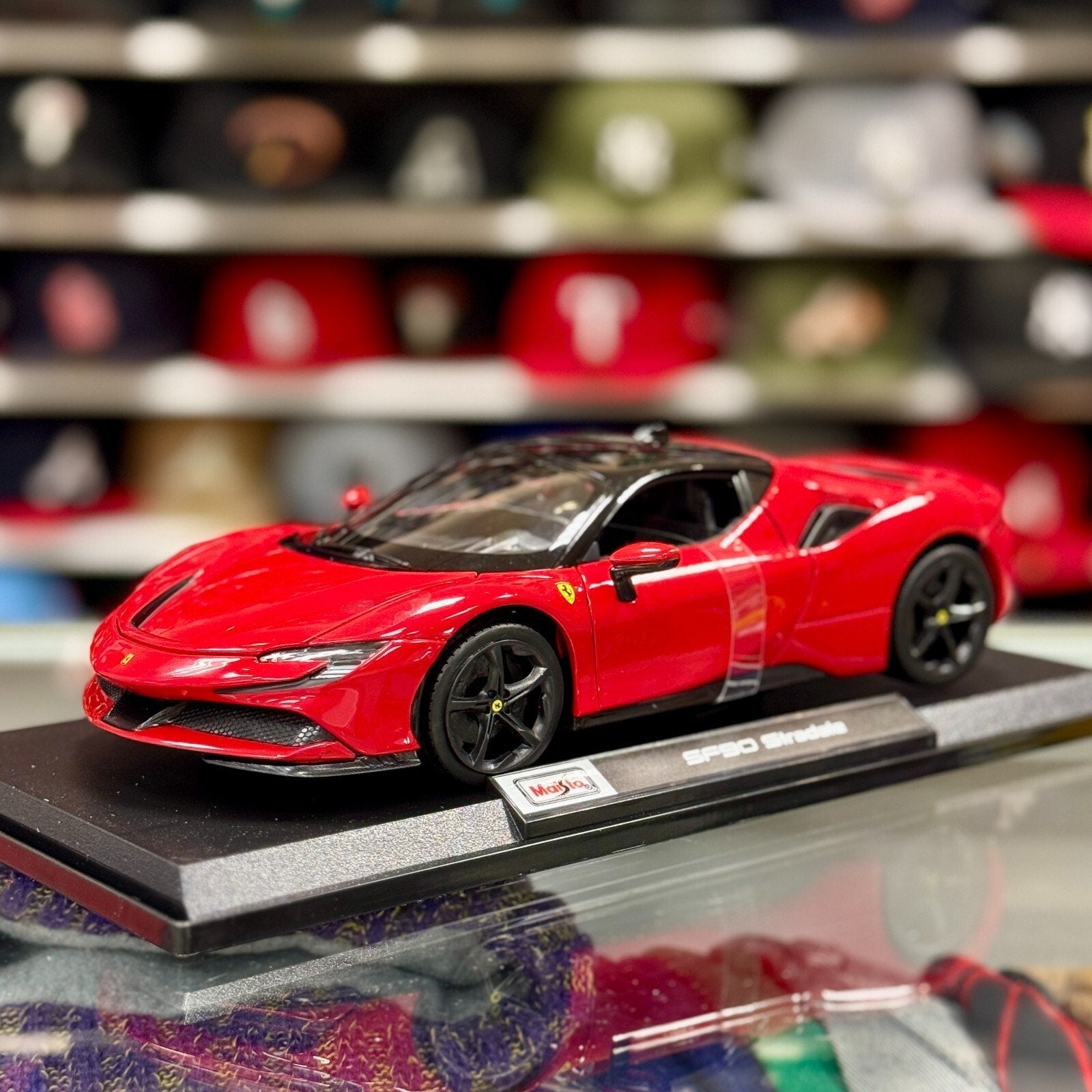 Maisto Ferrari SF90 Red 1/18 Scale Diecast Model Car | New - Product Image