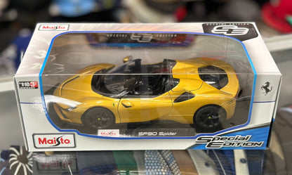 Maisto Ferrari SF90 Spider Gold 1/18 Scale Diecast Model Car | New - Product Image