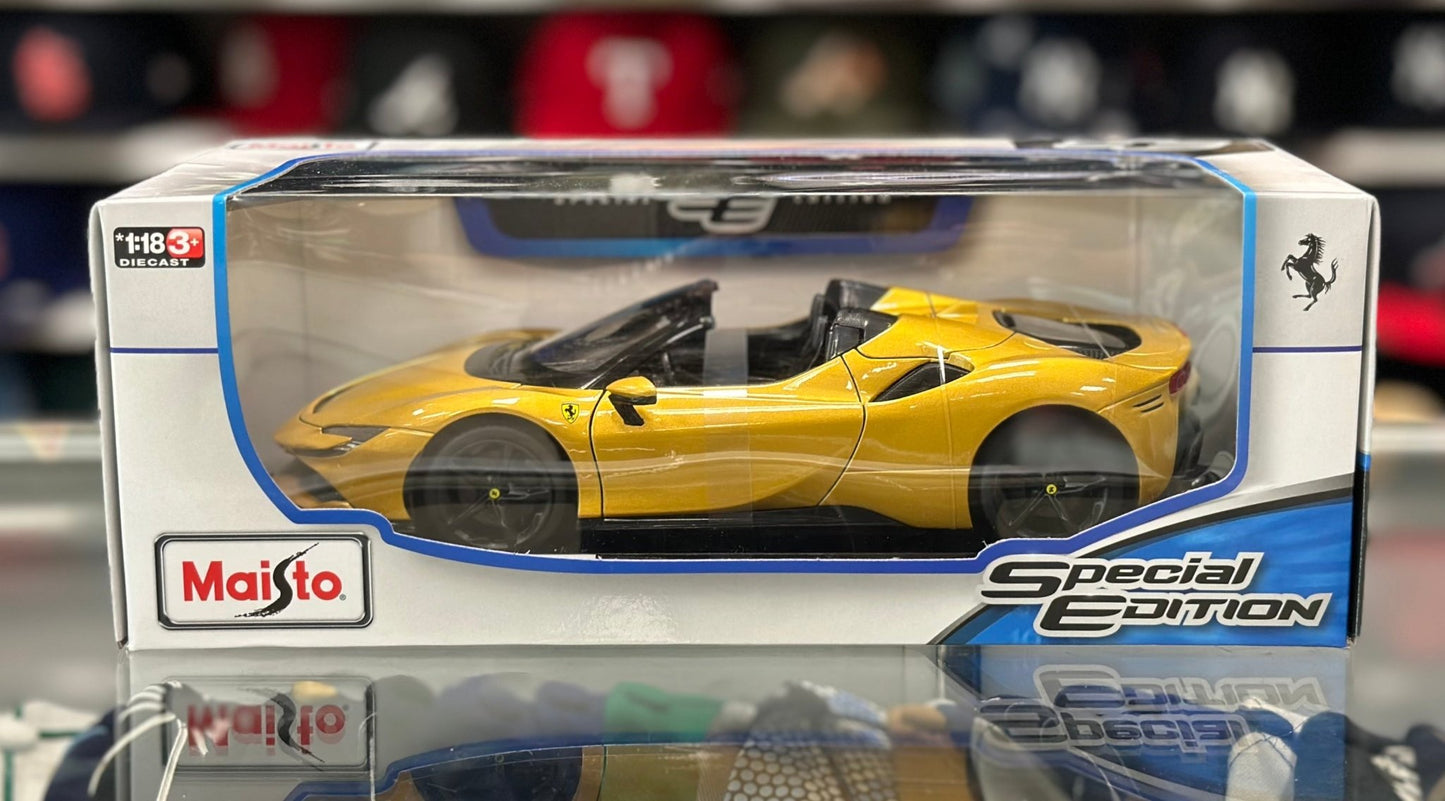Maisto Ferrari SF90 Spider Gold 1/18 Scale Diecast Model Car | New - Product Image