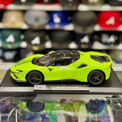Maisto Ferrari SF90 Stradale Spider Green 1/18 Scale Diecast Model Car | New - Product Image