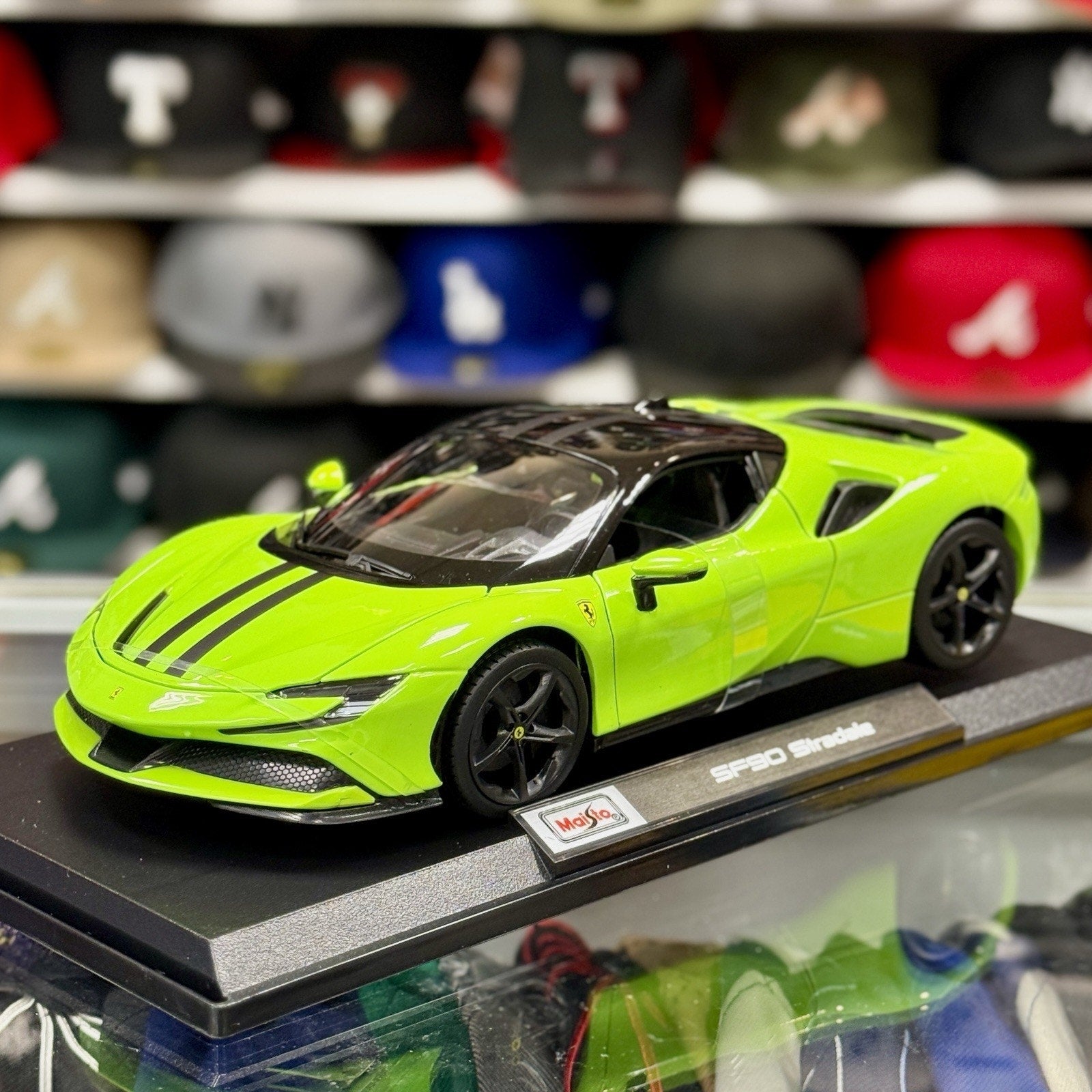 Maisto Ferrari SF90 Stradale Spider Green 1/18 Scale Diecast Model Car | New - Product Image