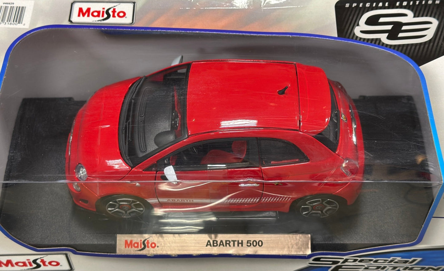 Maisto Fiat Abarth 500 Red 1/18 1/18 Scale Diecast Model Car | New - Product Image