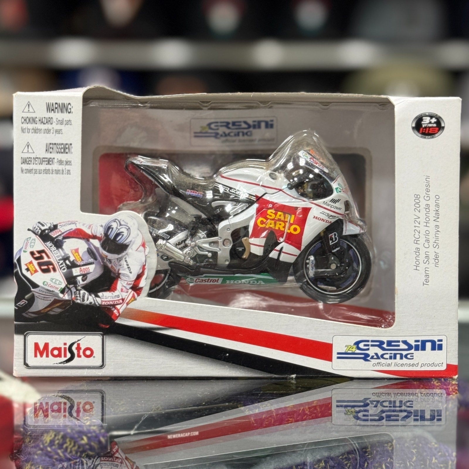 Maisto Gresini Racing Honda RC212V 'San Carlos Racing Shinya Nakano' 1/18 Scale Diecast Racing Motorcycle | New - Product Image