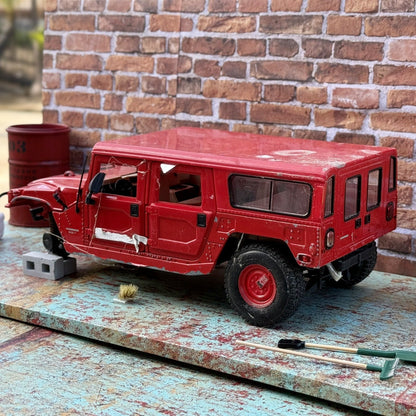 Maisto Hummer Station Wagon on Base Red 1/18 Scale Diecast Model Car | Diorama Parts Car - Product Image