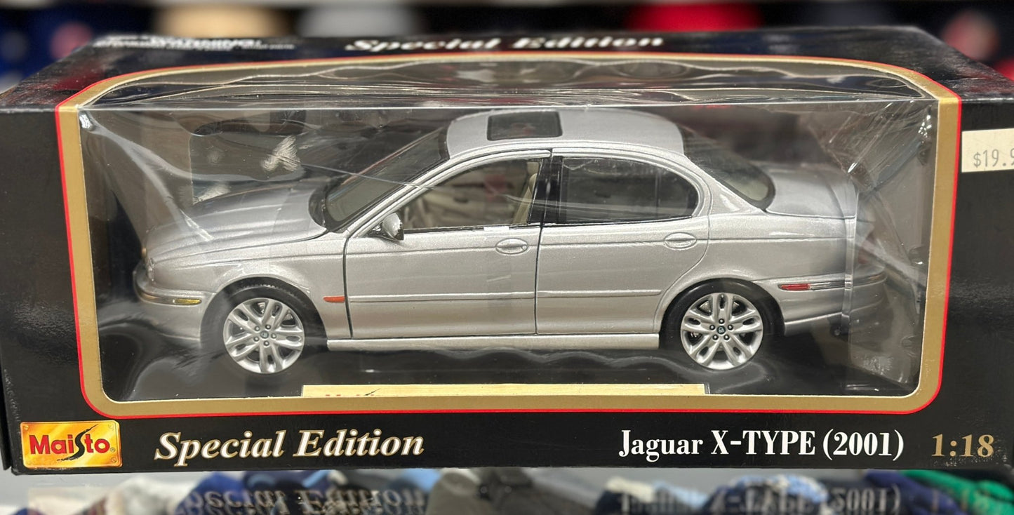Maisto Jaguar X-Type Silver 1/18 Scale Diecast Model Car | New - Product Image