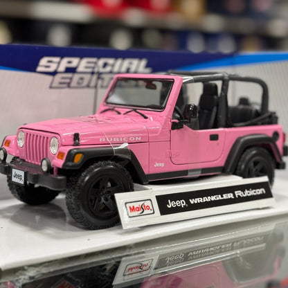 Maisto Jeep Wrangler Rubicon Pink 1/18 Scale Diecast Model Car | New - Product Image