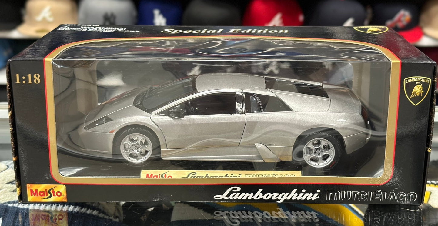 Maisto Lamborghini Murcielago Silver 1/18 Scale Diecast Model Car | New - Product Image