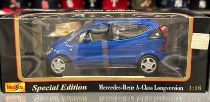 Maisto Mercedes Benz A Class 'Long Version' Blue 1/18 Scale Diecast Model Car - Product Image