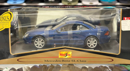 Maisto Mercedes Benz SL Hard Top Blue 1/18 Scale Diecast Model Car | New - Product Image
