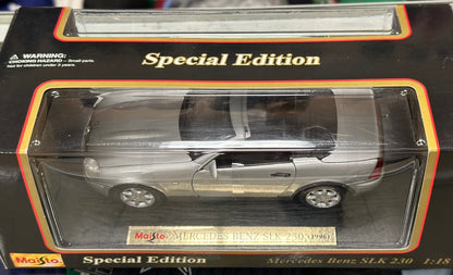 Maisto Mercedes Benz SLK 230 Sliver 1/18 Scale Diecast Model Car | New - Product Image