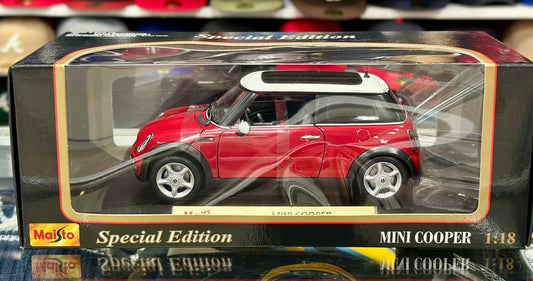 Maisto Mini Cooper 'Sun Roof' Red 1/18 Scale Diecast Model Car | New - Product Image