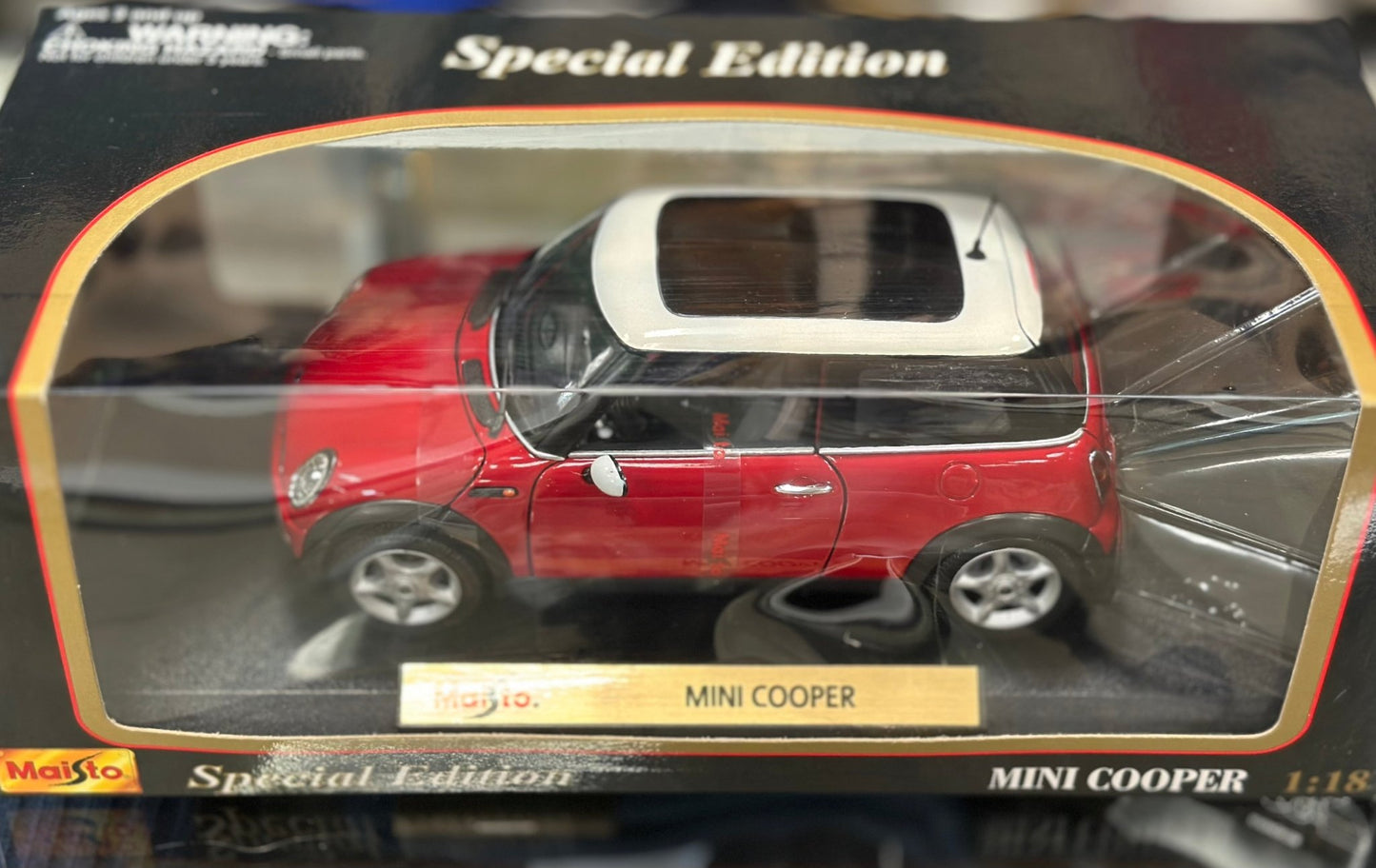 Maisto Mini Cooper 'Sun Roof' Red 1/18 Scale Diecast Model Car | New - Product Image