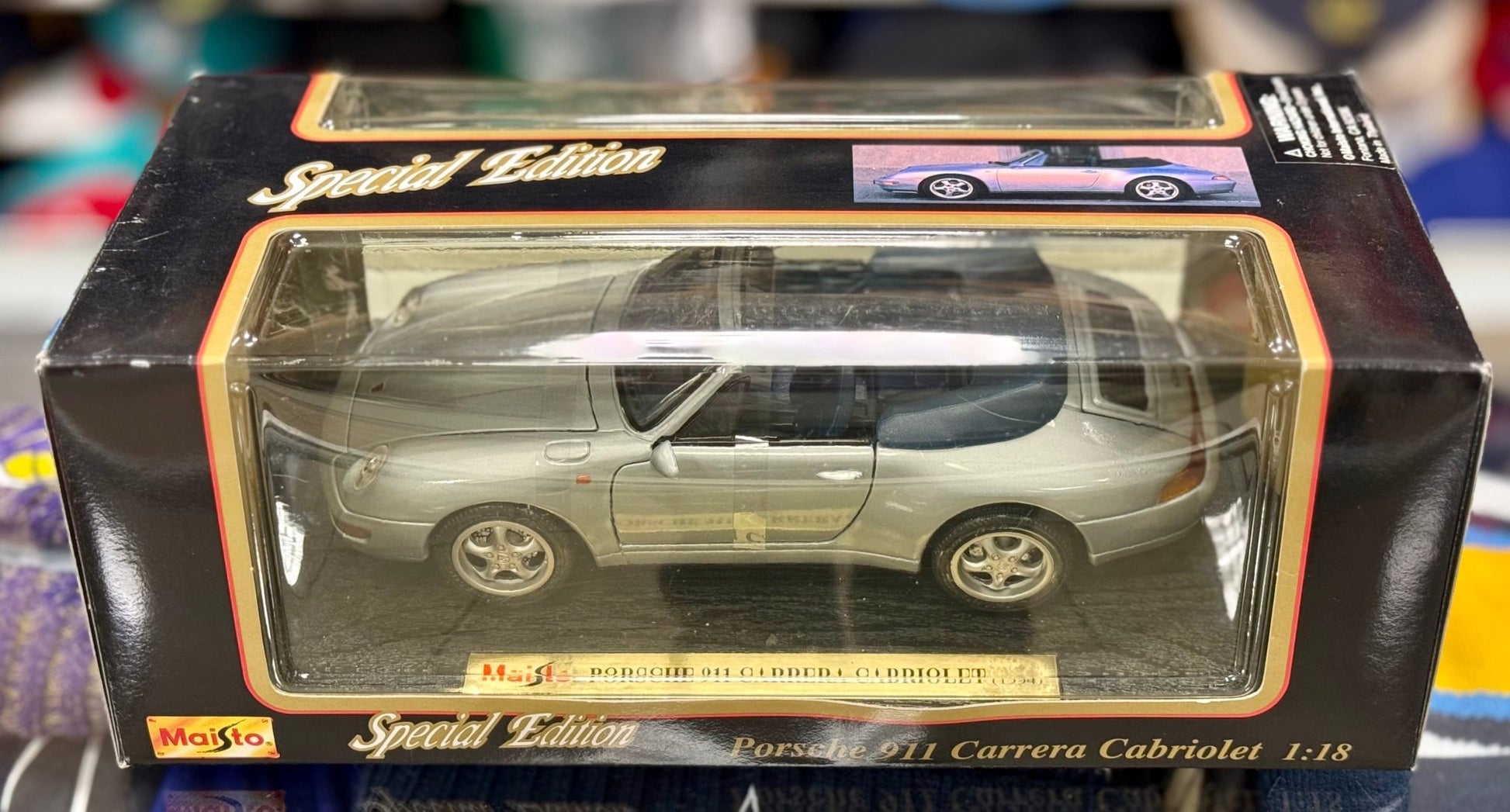 Maisto Porsche 911 Carrera Cabriolet Silver 1/18 Scale Diecast Model Car | New - Product Image