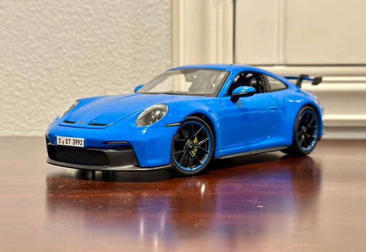 Maisto Porsche 992 GT3 Blue 1/18 Scale Diecast Model Car | New - Product Image