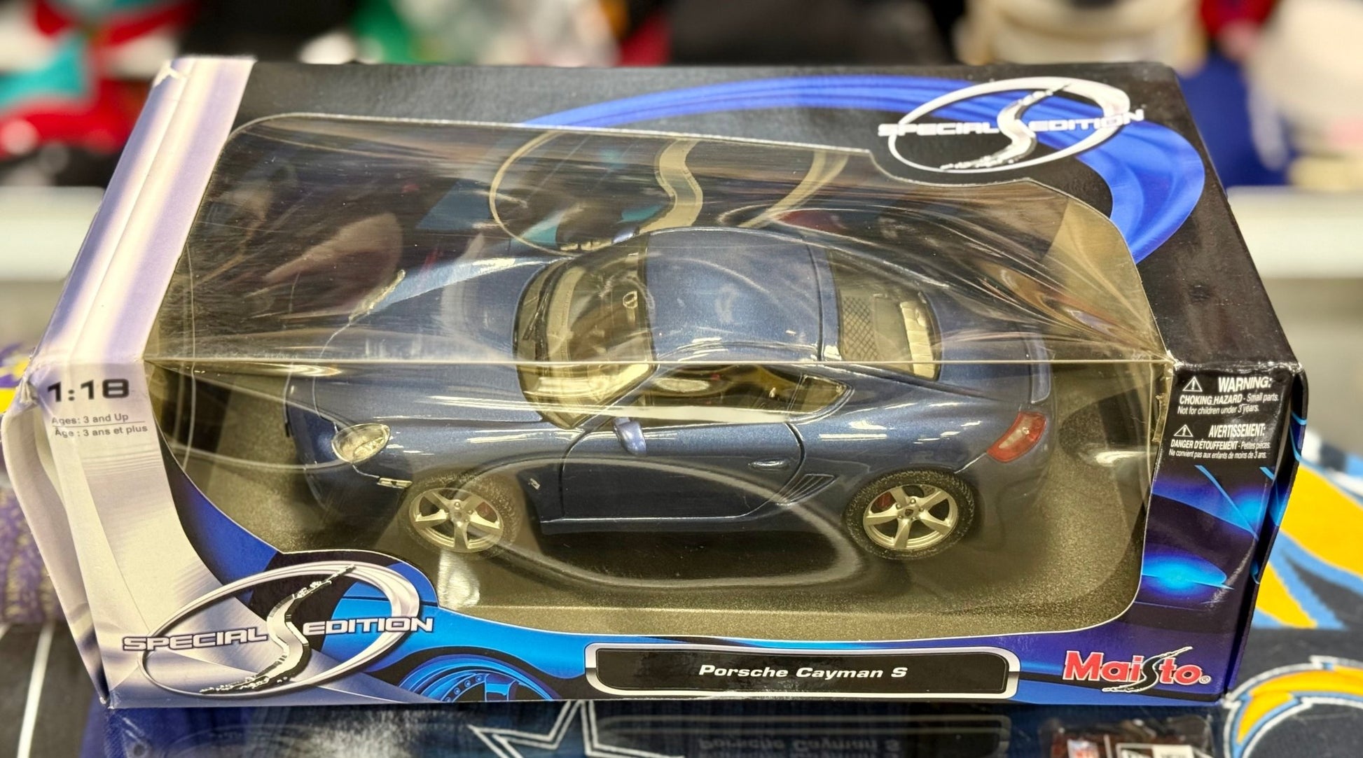 Maisto Porsche Cayman Metallic Blue 1/18 Scale Diecast Model Car | New - Product Image