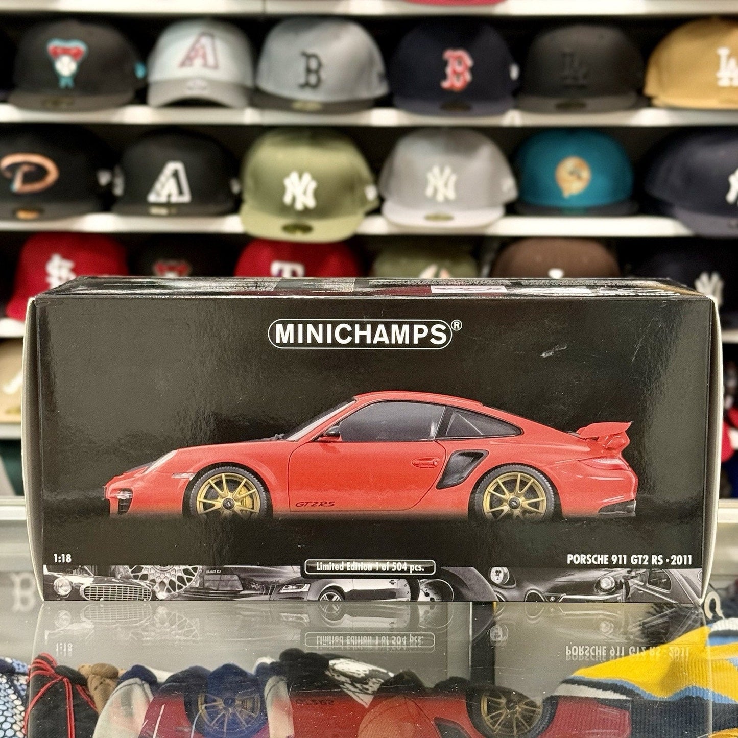 Minichamps Porsche 911 997 GT2 RS Guards Red w/ Bronze Wheels 1/18 Scale Diecast Model Car - Product Image