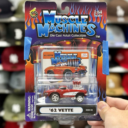 Muscle Machines 1962 Corvette Gasser Red w/ White 1/64 Scale Diecast Model Car - Product Image