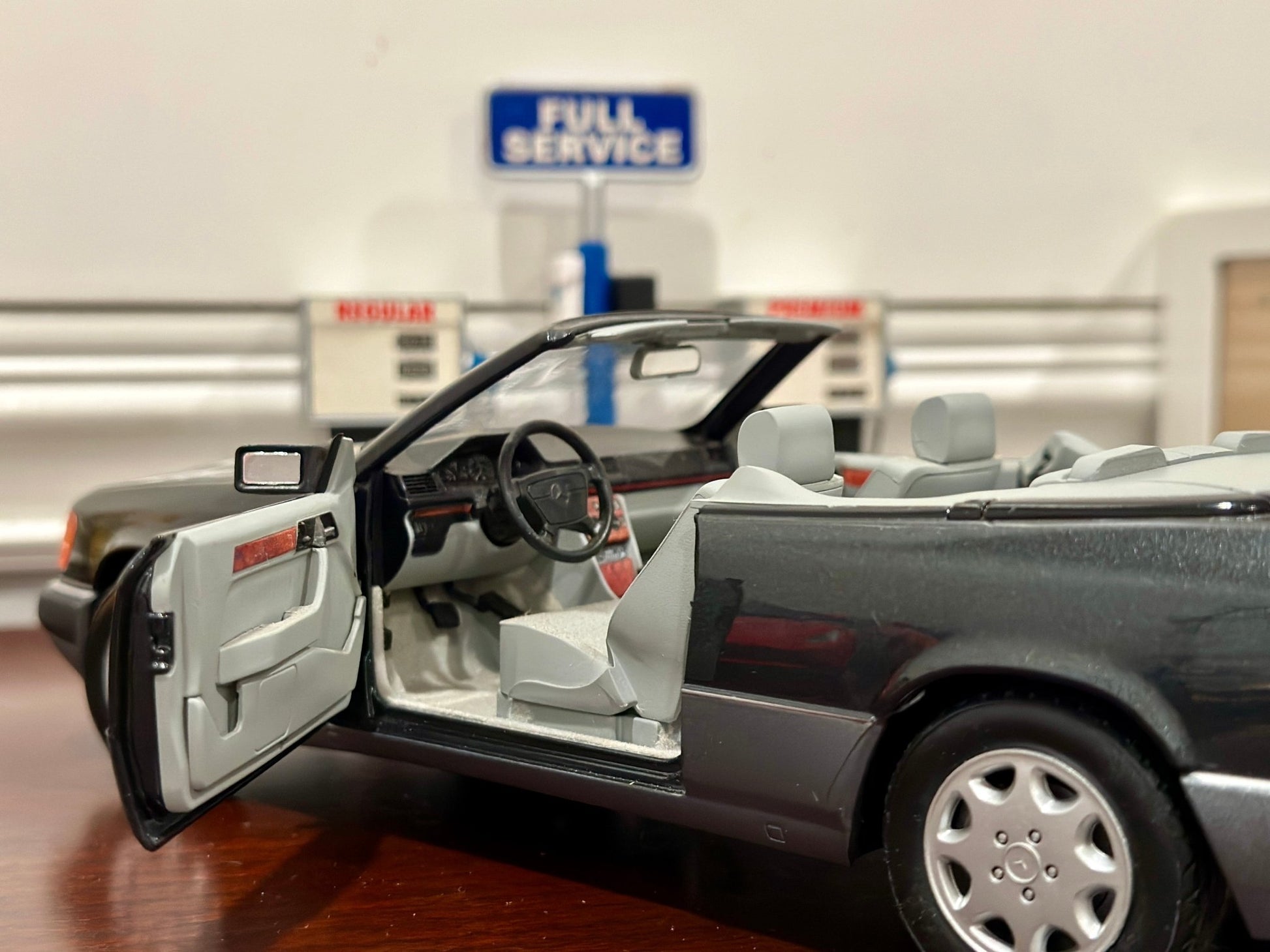 NOREV Mercedes Benz 300 CE 24 Cabriolet Dark Blue/Gray 1/18 Scale Diecast Model Car - Product Image