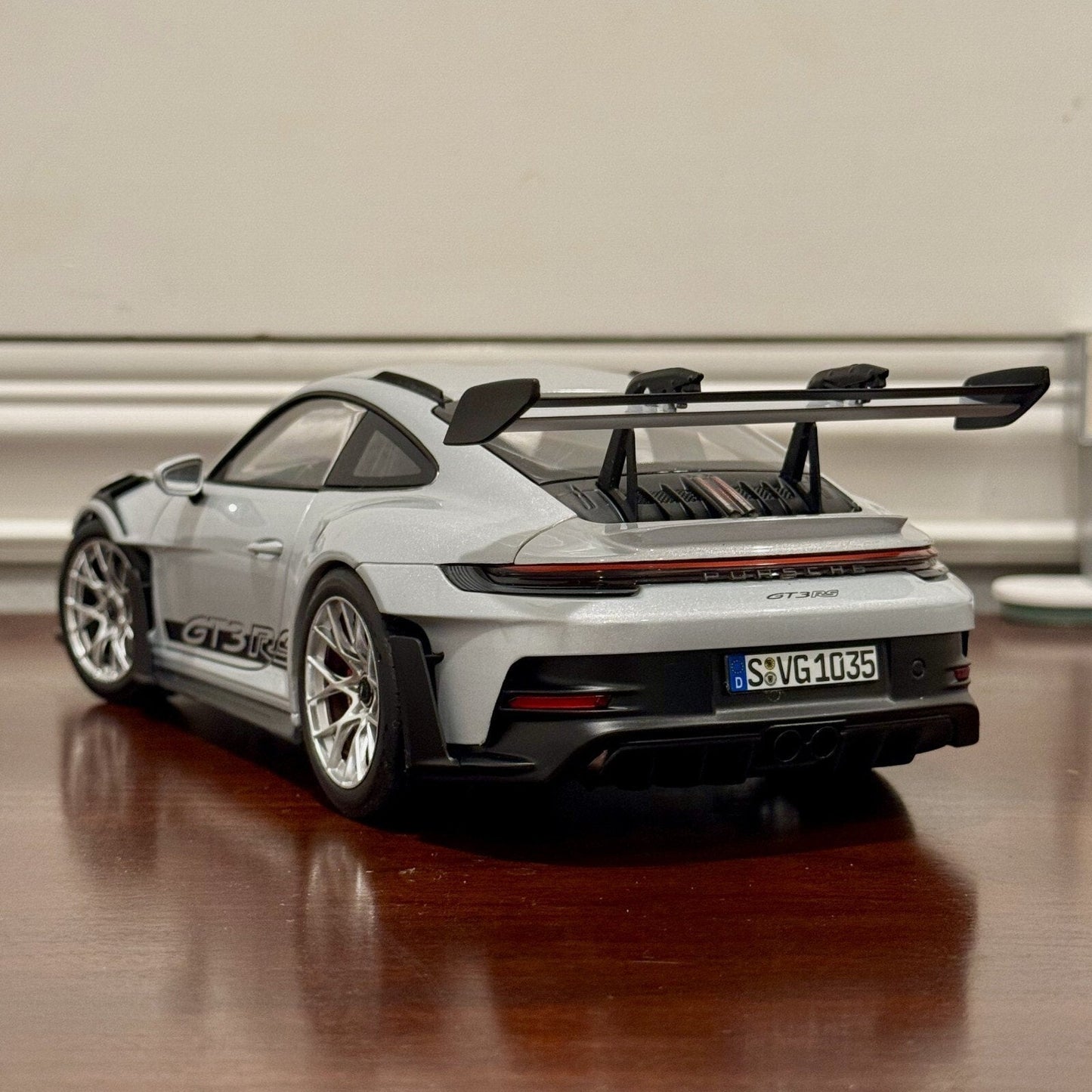 NOREV Porsche 911 992 GT3 RS Metallic Ice Grey 1/18 Scale Diecast Model Car - Product Image