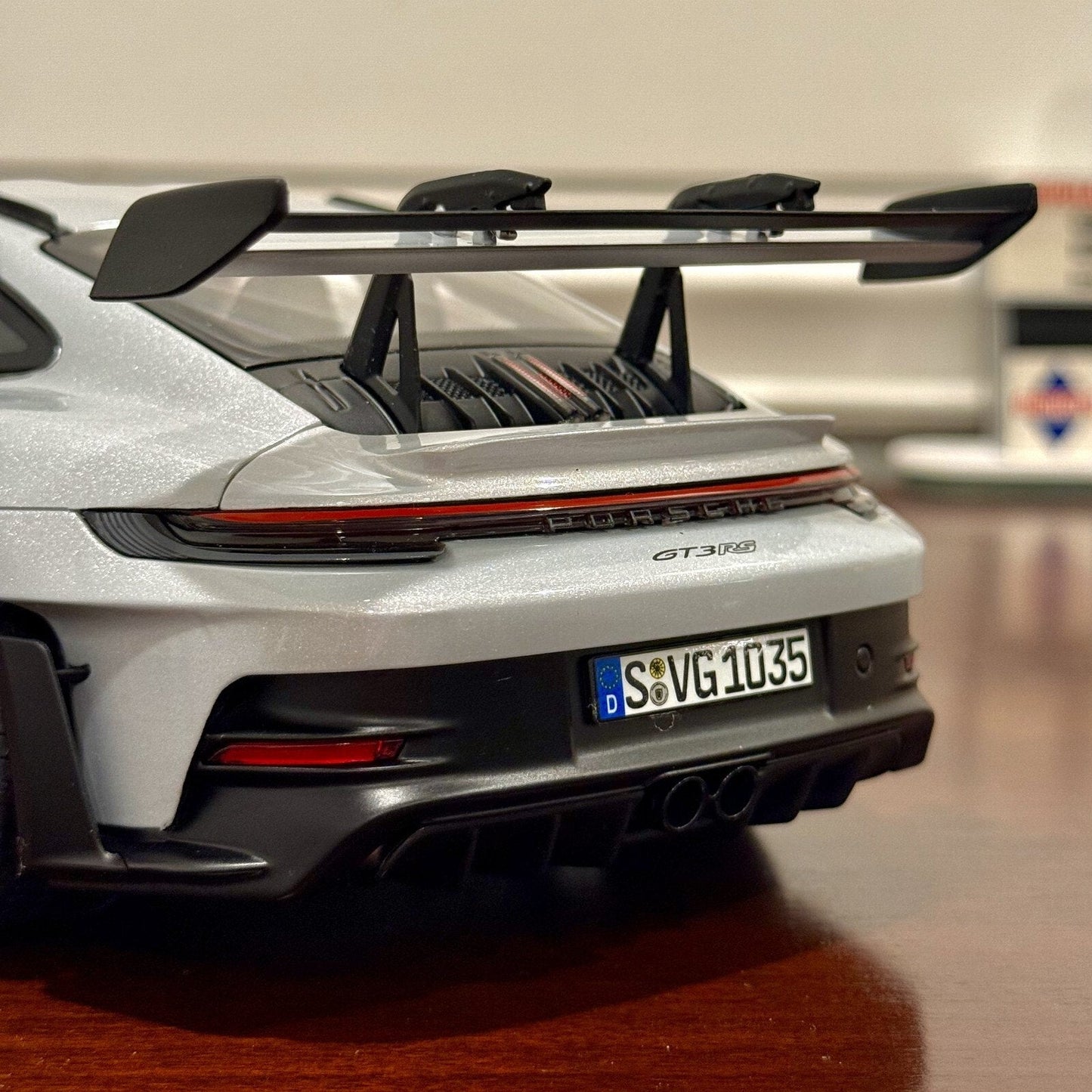 NOREV Porsche 911 992 GT3 RS Metallic Ice Grey 1/18 Scale Diecast Model Car - Product Image