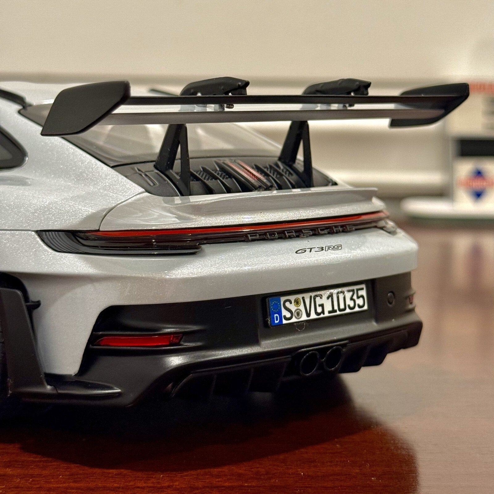 NOREV Porsche 911 992 GT3 RS Metallic Ice Grey 1/18 Scale Diecast Model Car - Product Image