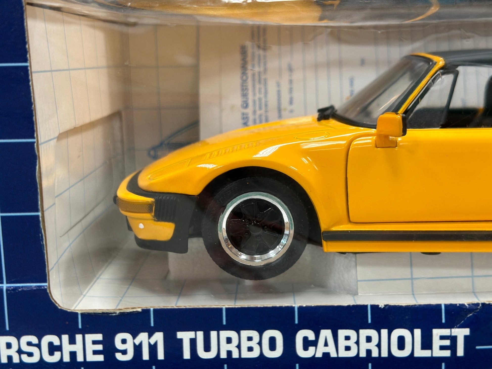 Revell Porsche 911 Turbo Cabriolet 'Slant Nose' Yellow 1/18 Scale Diecast Model Car | New - Product Image