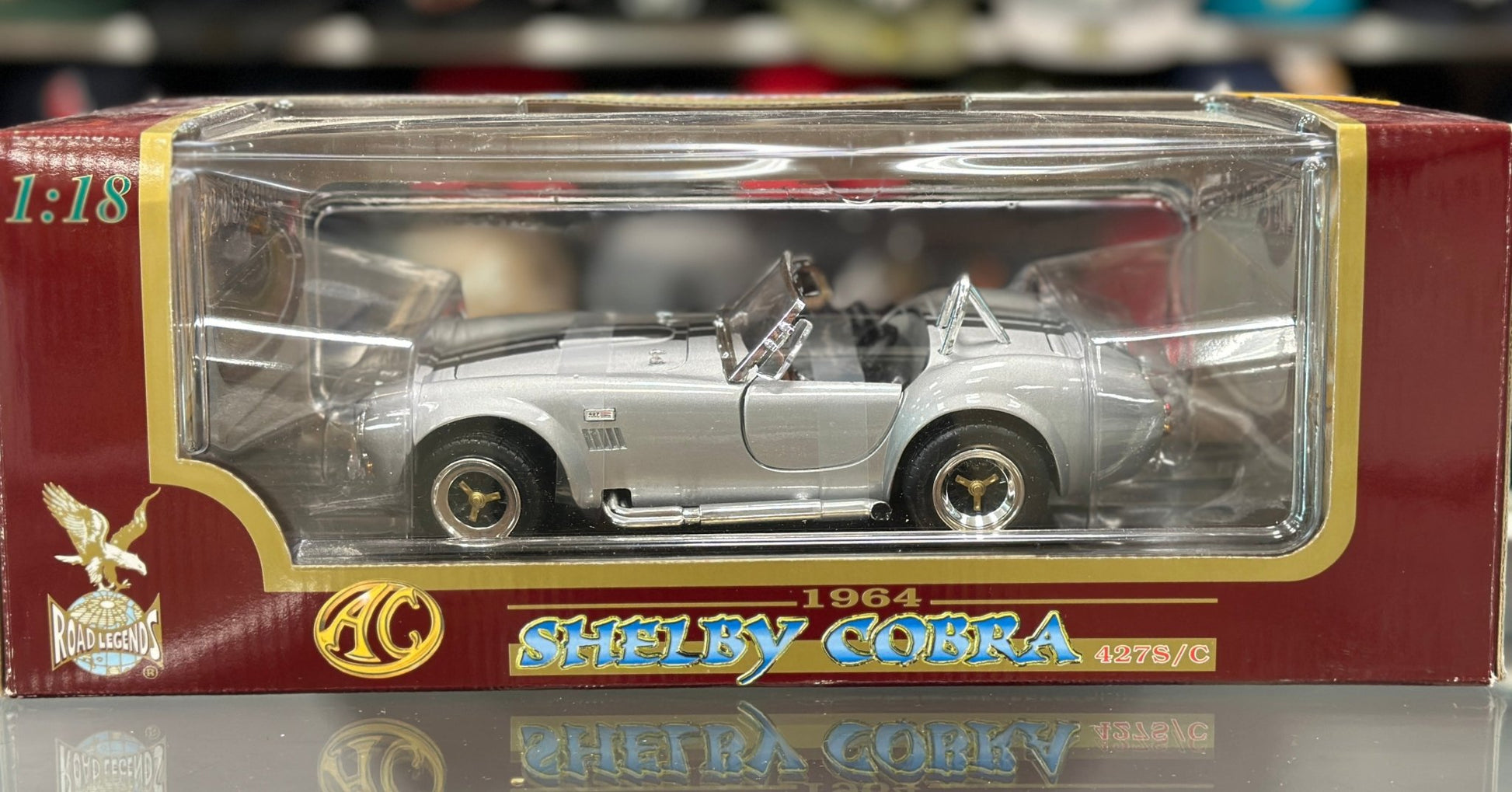 Road Signature 1964 Ford Shelby Cobra 427 S/C Silver 1/18 Scale Diecast Model Car | New - Product Image
