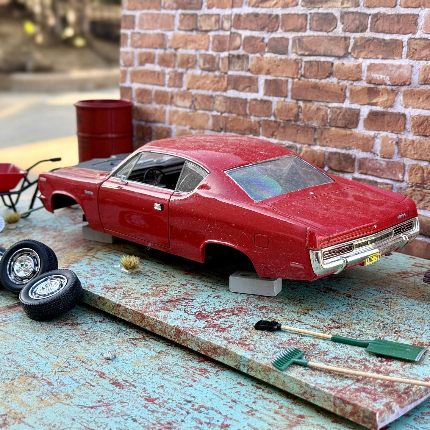 Road Signature 1970 AMC Rebel Red 1/18 Scale Diecast Model Car | Parts Car - Product Image