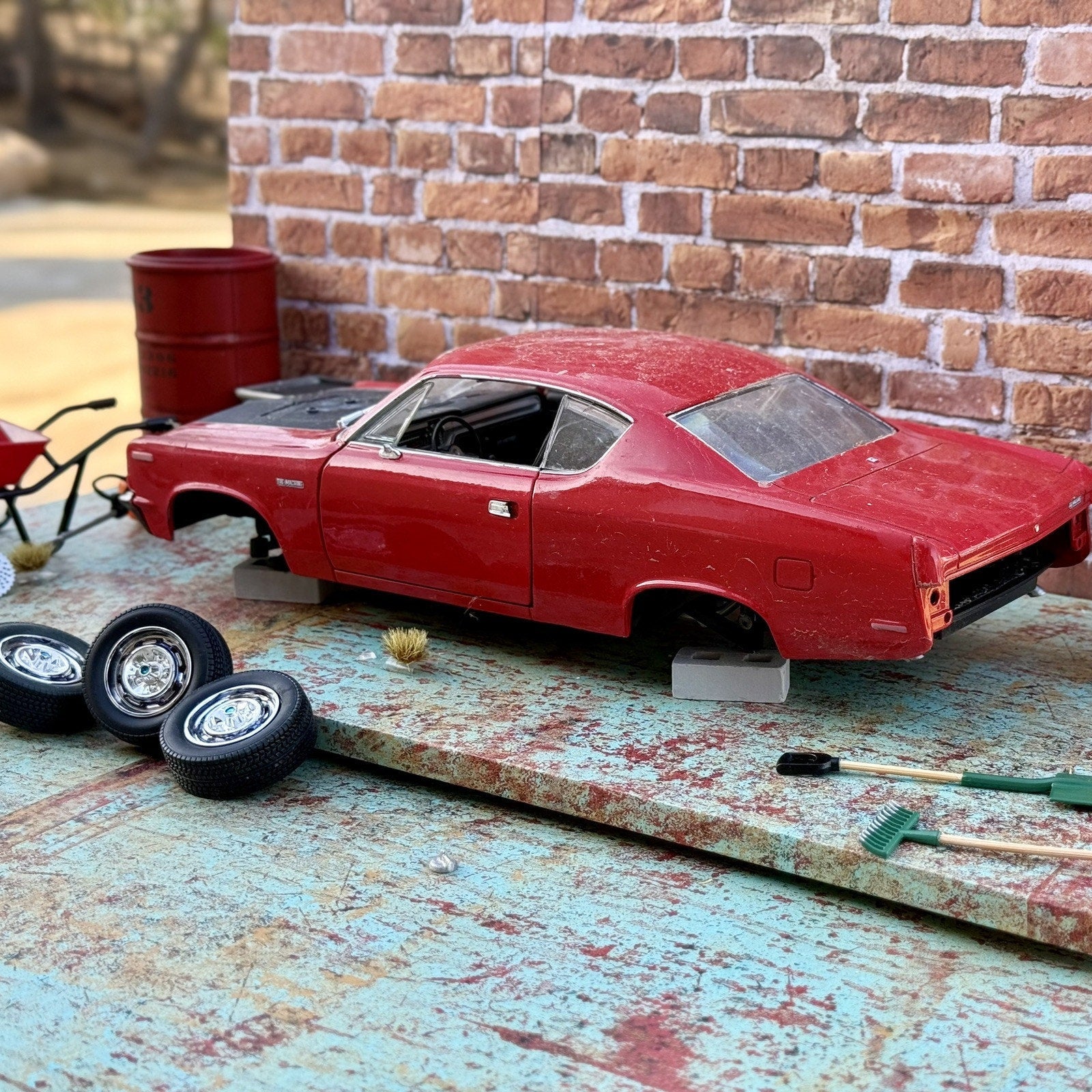 Road Signature 1970 AMC Rebel Red 1/18 Scale Diecast Model Car | Parts Car - Product Image