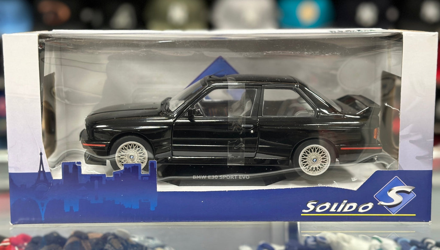 Solido BMW E30 M3 Black/Red 1/18 Scale Diecast Model Car - Product Image