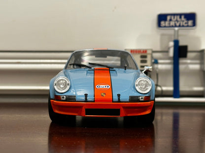 Solido Porsche 911 RSR Gulf Blue w/ Orange 1/18 Scale Diecast Model Car - Product Image