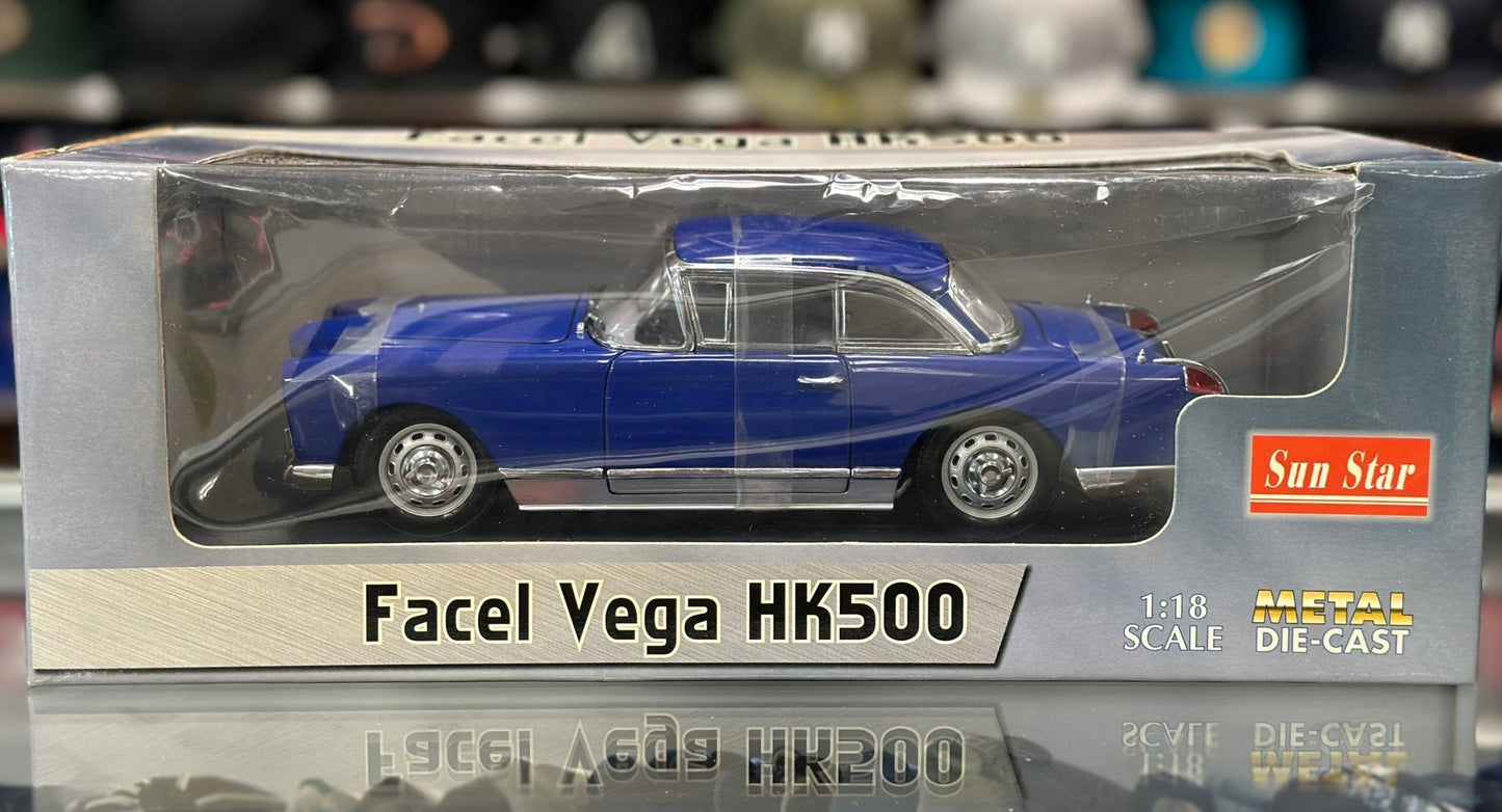 Sun Star Facel Vega Blue 1/18 Scale Diecast Model Car | New - Product Image