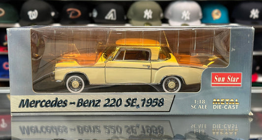 Sun Star Mercedes Benz 220SE Creme 1/18 Scale Diecast Model Car | New - Product Image