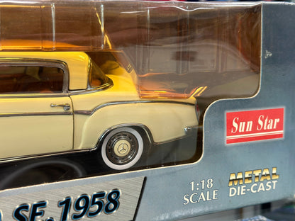 Sun Star Mercedes Benz 220SE Creme 1/18 Scale Diecast Model Car | New - Product Image