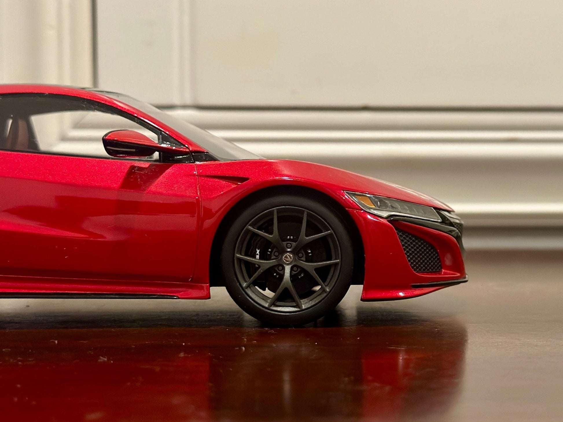 Top Speed Acura NSX '#008/999 Limited Edition' Red 1/18 Scale Resin Model Car | Seperate Side Mirror - Product Image