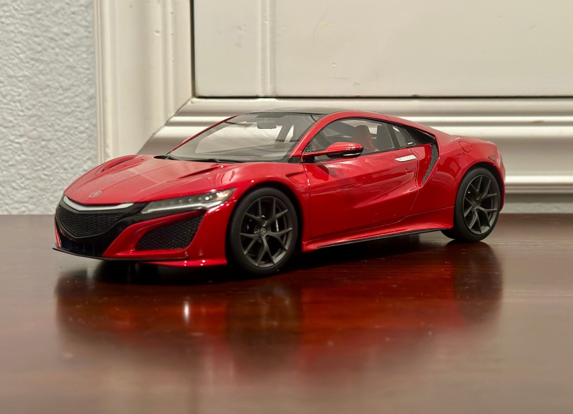 Top Speed Acura NSX '#008/999 Limited Edition' Red 1/18 Scale Resin Model Car | Seperate Side Mirror - Product Image