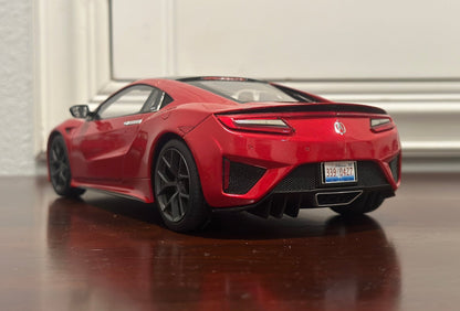 Top Speed Acura NSX '#008/999 Limited Edition' Red 1/18 Scale Resin Model Car | Seperate Side Mirror - Product Image